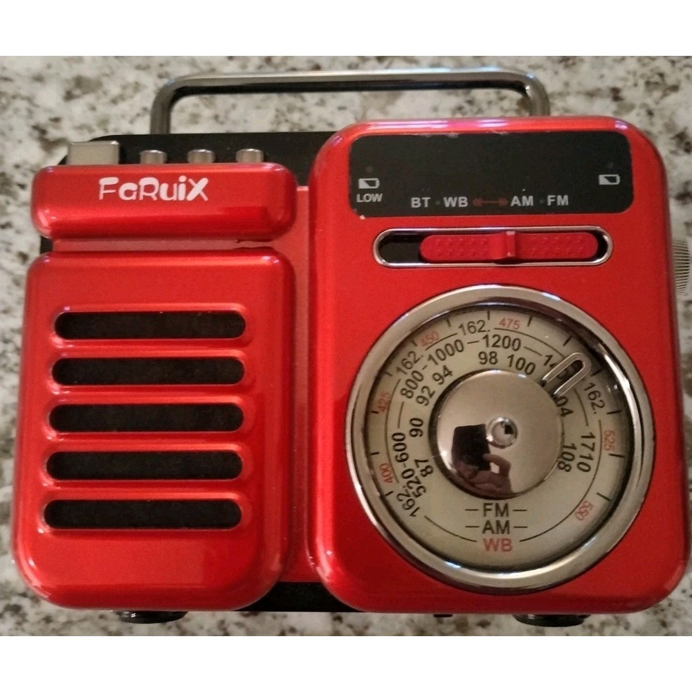 FaRuiX MD-096 Emergency Solar Hand Crank Weather Radio Bluetooth‎ AM/FM Red